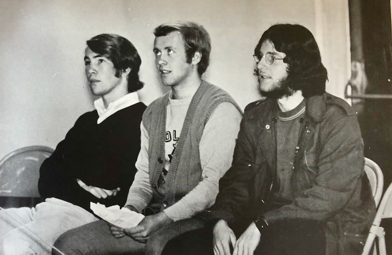 Morris Penner sitting next to Exchange Students Olaf Hatlemark and Marcel Niquet